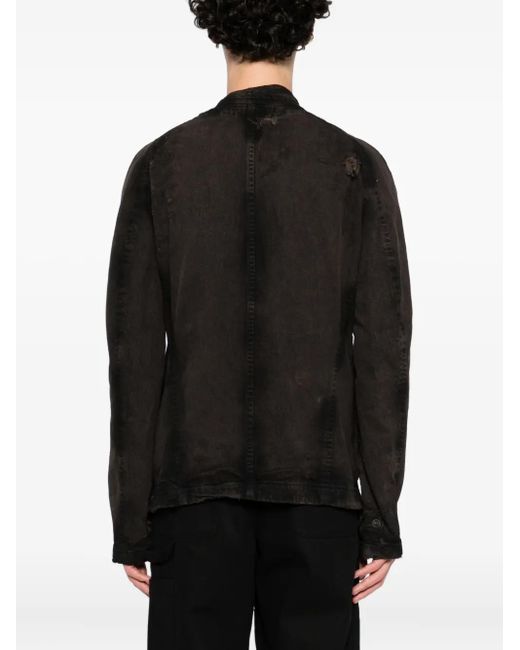Julius Black Distressed-Effect Denim Jacket for men
