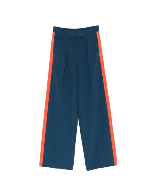 Patrizia Pepe Blue Striped Fluid Trousers