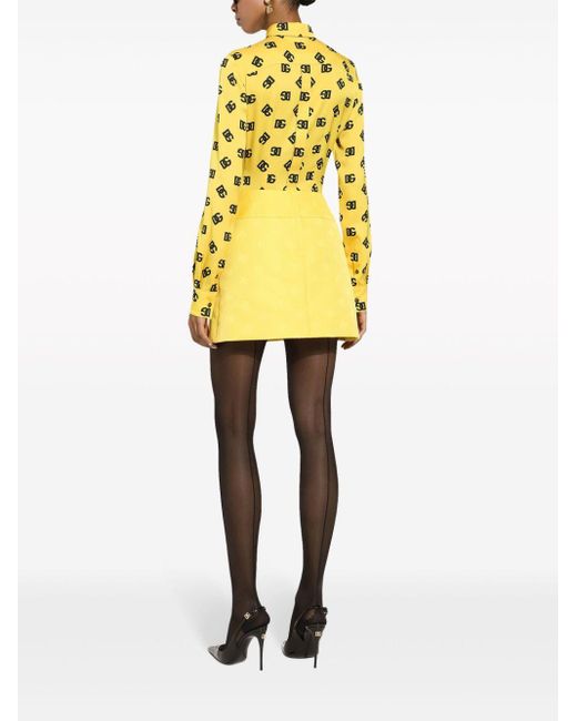 Dolce & Gabbana Yellow Hemd mit Logo-Print