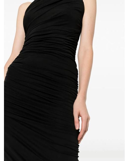 GAUGE81 Black Drapiertes One-Shoulder-Midikleid
