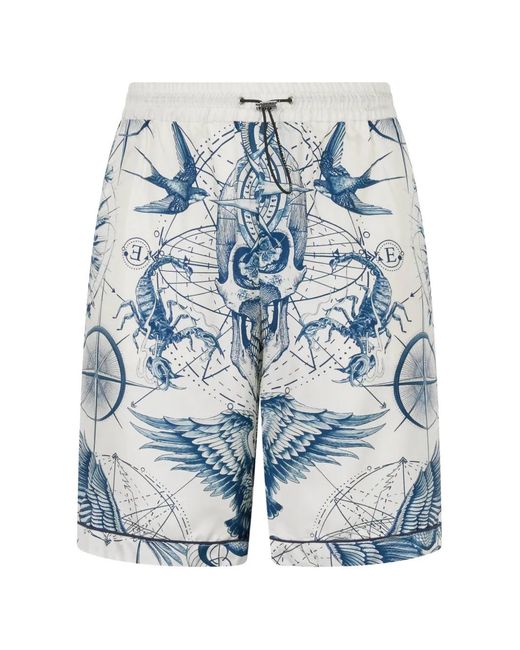 Philipp Plein Blue Printed Shorts for men