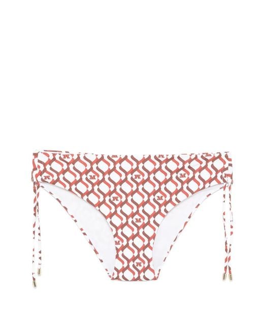 Max Mara White Sibilla Geometric-Pattern Bikini Bottoms