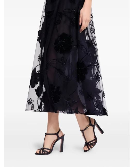 Vestido Midi De Tul Y Terciopelo Elie Saab de color Black