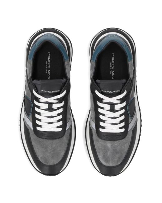 Philippe Model Black Panelled-Design Sneakers for men
