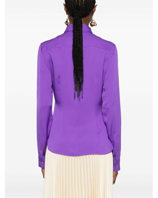 Theory Purple Classic-collar Silk Shirt
