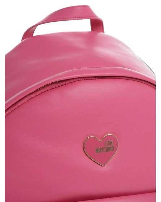 Moschino Pink Love Heart-Plaque Backpack