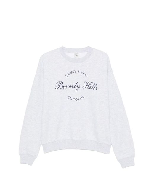 Sporty & Rich White Beverly Hills Logo-Print Hoodie