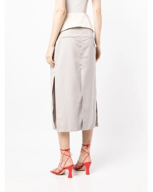 ROKH White Mid-Length Side Slit Skirt
