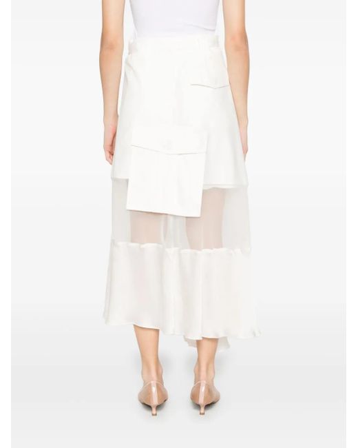 Sacai アシンメトリー スカート White