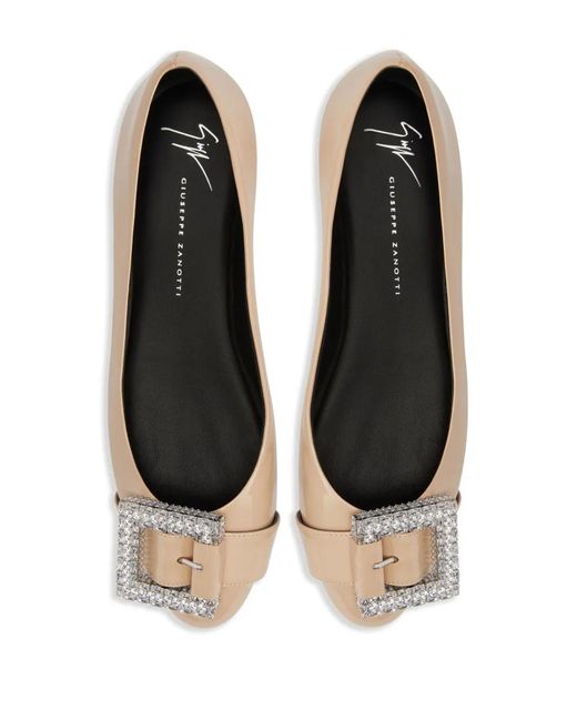 Giuseppe Zanotti Brown Miss Buckle Ballerina Shoes