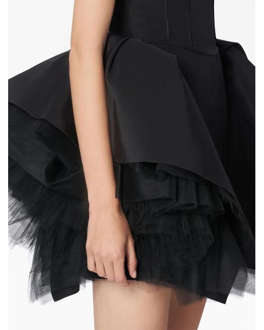 Carolina Herrera Black Ruffled-Tulle Silk Dress