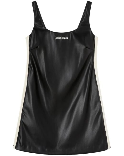 Palm Angels Black Leather Effect Track Dress
