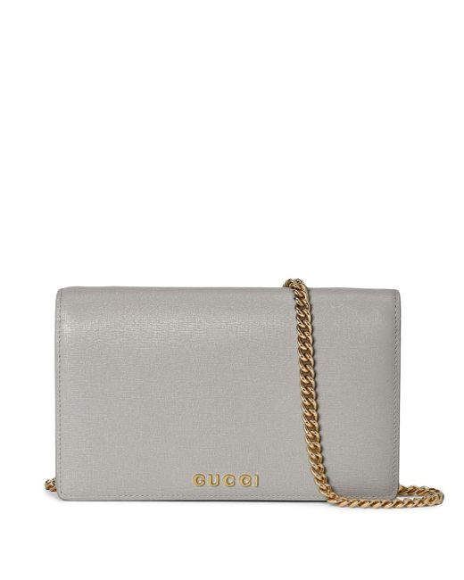 Bolso de hombro con letras del logo Gucci de color Gray