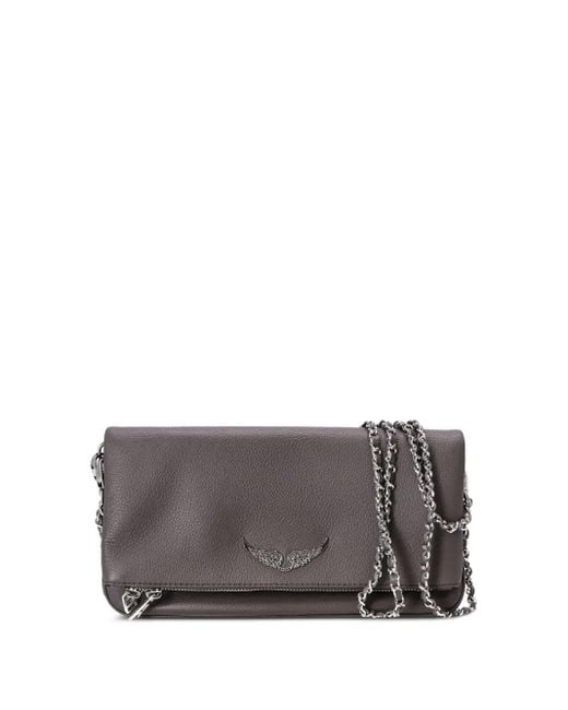 Zadig & Voltaire Gray Clutch Mit Logo-Schild