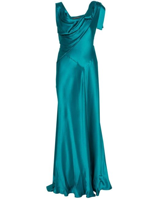 Vestido largo de crepé satinado Alberta Ferretti de color Blue