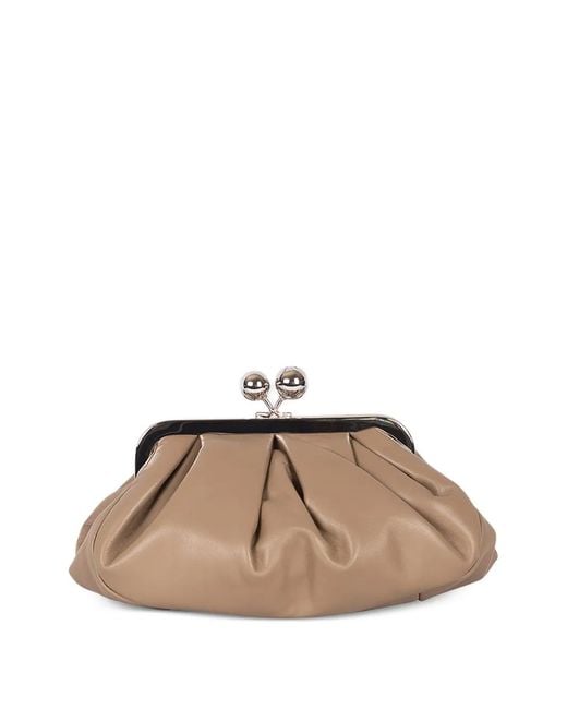Weekend by Maxmara Brown Small Pasticcino Gathered Frame Clutch Bag