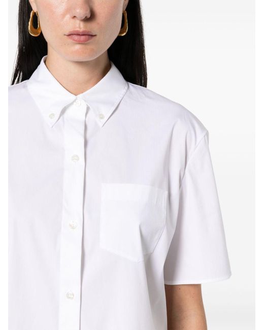 Theory Popeline Overhemd Met Korte Mouwen in het White