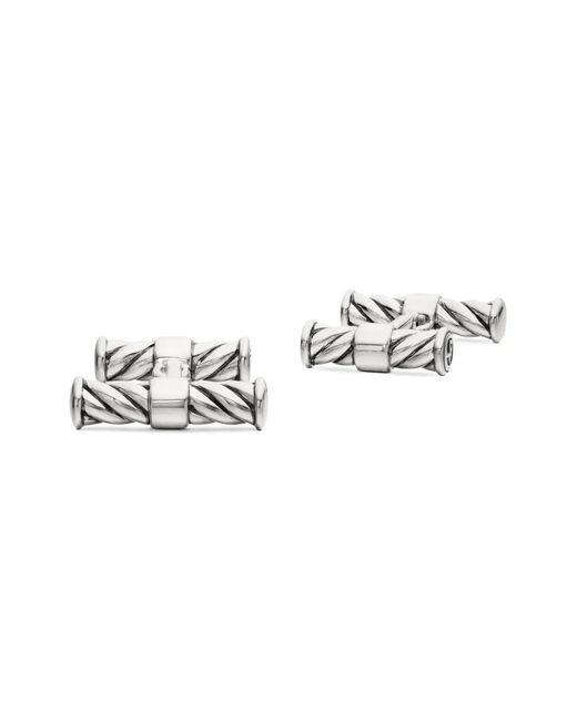 David Yurman White Sterling Cable Elongated Cufflinks (22Mm) for men