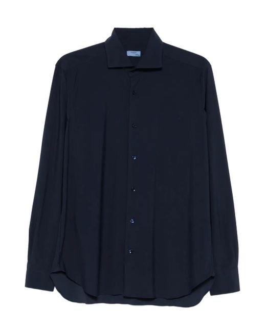 Camicia A Maniche Lunghe di Barba Napoli in Blue da Uomo
