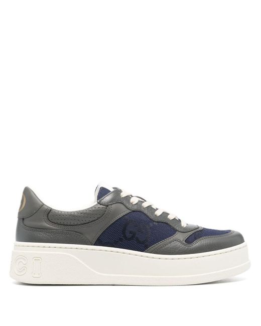 Gucci Blue gg-embossed Leather Flatform Trainers for men