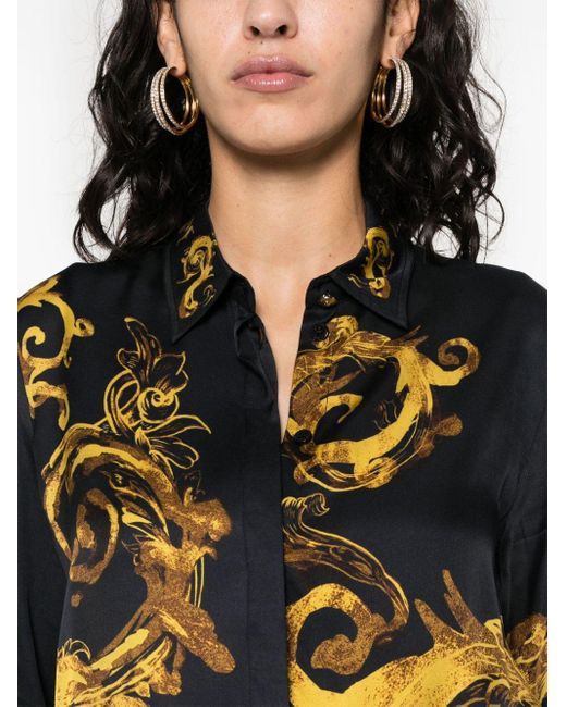 Camicia con stampa Watercolour Couture di Versace in Black