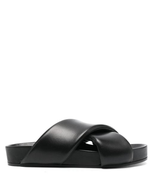 Jil Sander Black Leather Futuristic Sandal for men