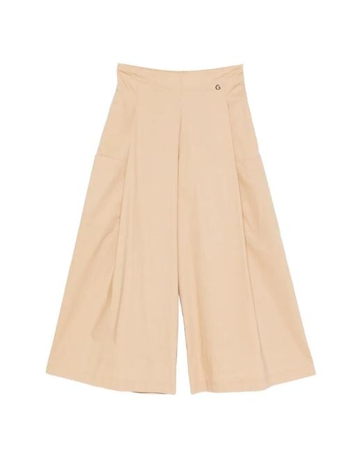 Carla G Natural Pugi Wide-Leg Cropped Trousers
