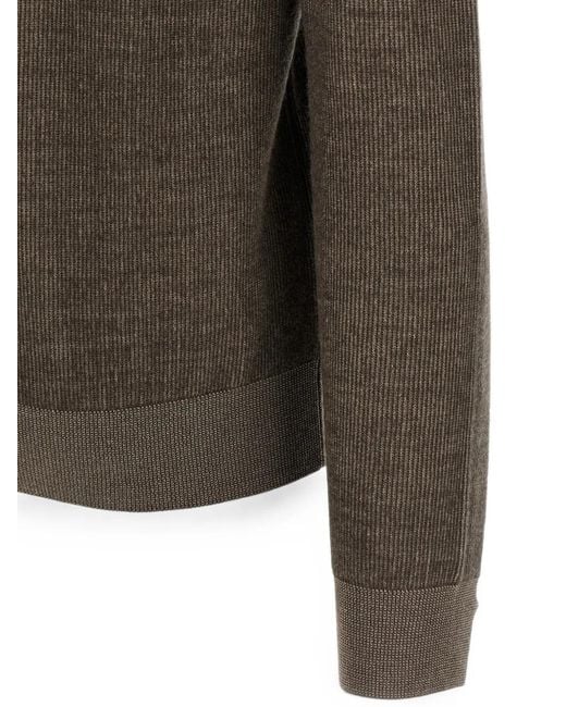 Brioni Gray Vanisé-Weave Raglan-Sleeve Sweater for men