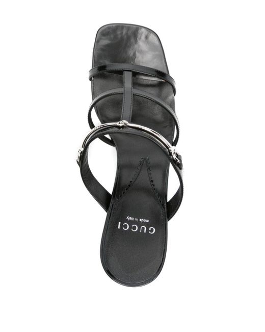 Mules Horsebit con tacón de 75 mm Gucci de color Black