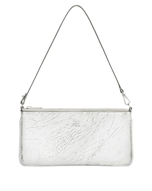 Sac Porté Épaule En Cuir À Fermeture Zippée Courreges en coloris White