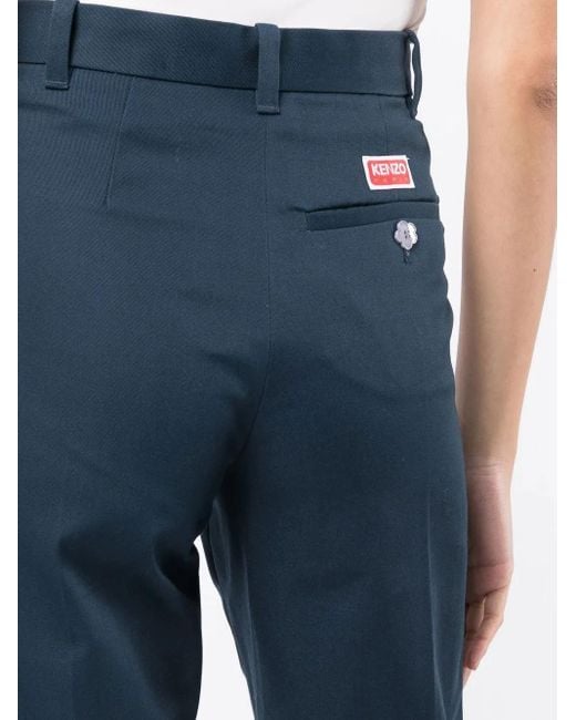 KENZO Blue Tailored Straight-Leg Trousers