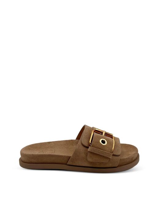Agl Attilio Giusti Leombruni Brown Claquettes Cristina À Boucle