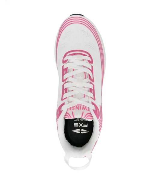 Twinset Pink X Fessura Striped Mesh Sneakers