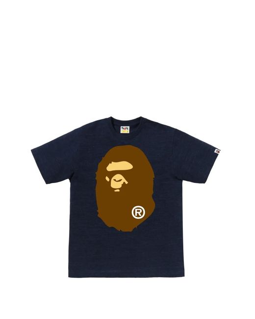 A Bathing Ape Blue Big Ape Head Cotton T-Shirt for men