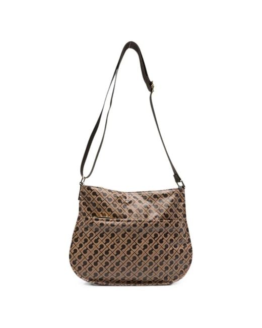 Gherardini White Small Monogram-Print Shoulder Bag