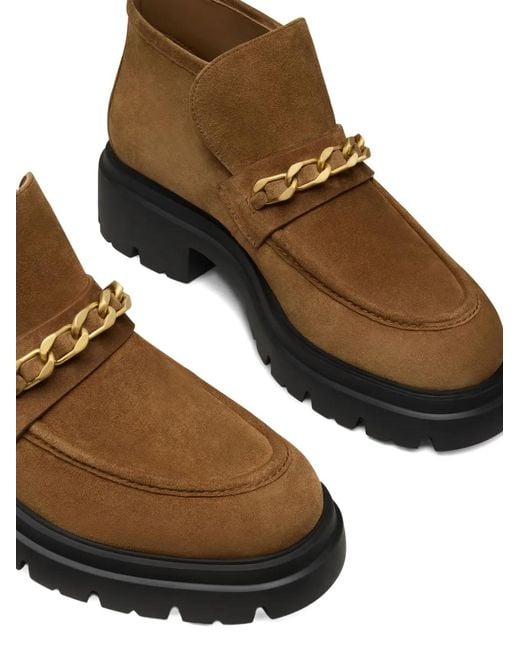 Stuart Weitzman Brown Soluxe Husdon Chain-Detail Boots