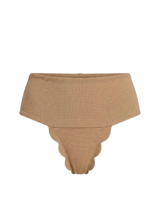 Marysia Swim Natural Santa Clara Scallop-Hem Bikini Bottoms