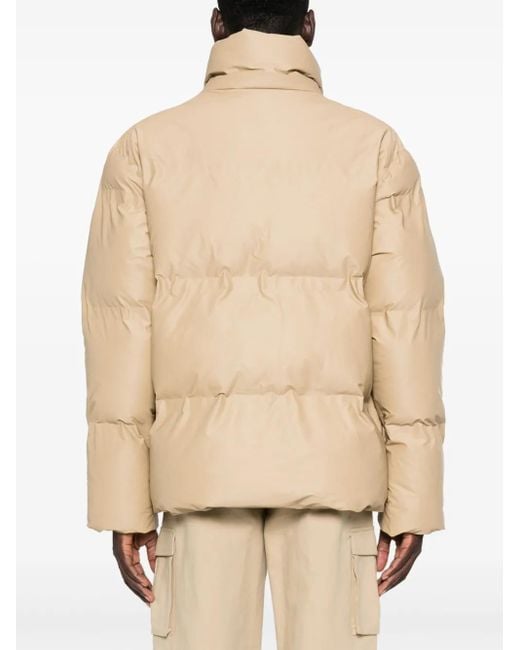 Rains Natural Gefütterte Jacke Mit Stehkragen