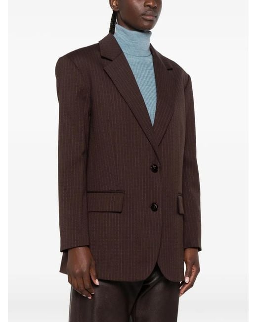Sandro Brown Pinstripe-Pattern Blazer