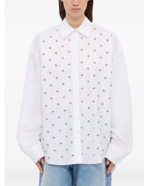 MSGM White Stud-Embellishment Shirt