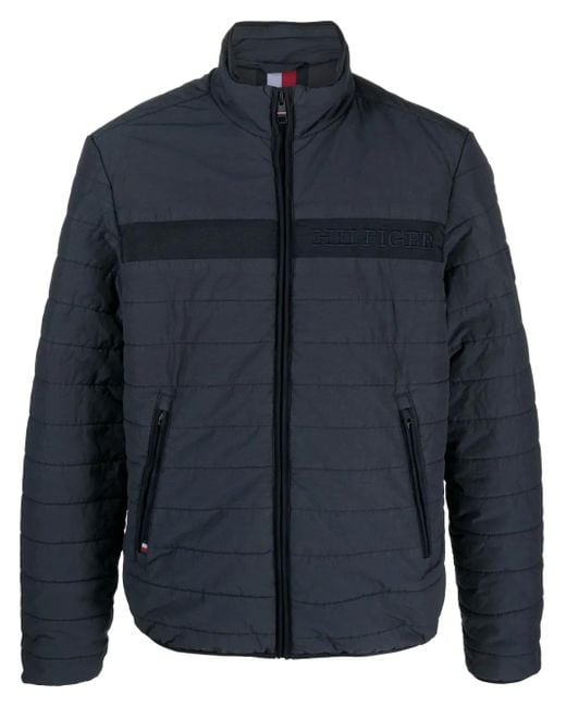 Tommy Hilfiger Blue Logo-Embroidered Padded Jacket for men