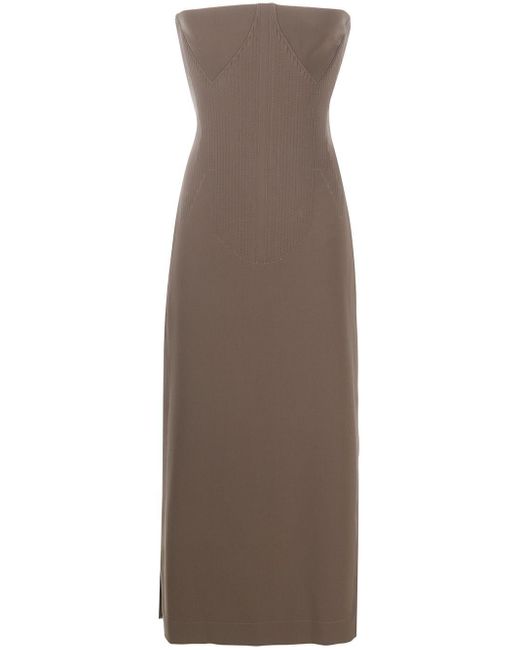 CHARLOTTE KNOWLES Gray Corseted Strapless Dress