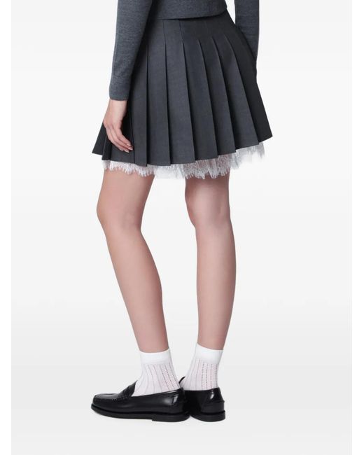 Self-Portrait Black Pleated Mini Skirt