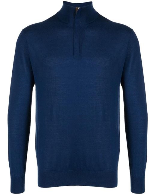 N.Peal Cashmere The Regent Pullover Mit Reißverschluss in Blue für Herren