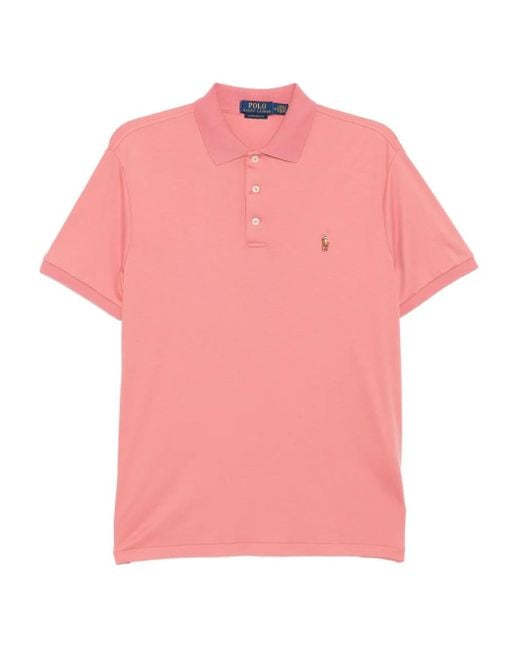 Polo Ralph Lauren Pink Embroidered-Logo Cotton Polo Shirt for men