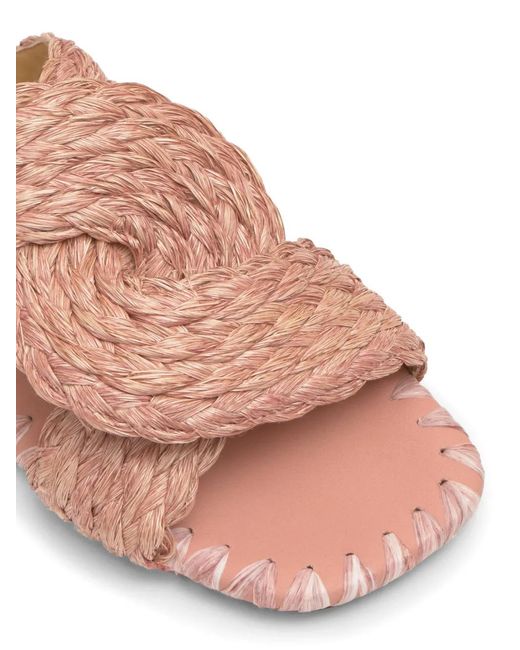 Castaner Pink Braided Crossover-Strap Flat Sandals