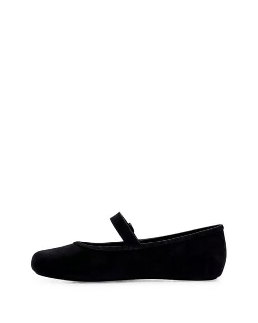 Melissa Black Soft Velvet-Effect Buckle-Fastening Ballet Flats
