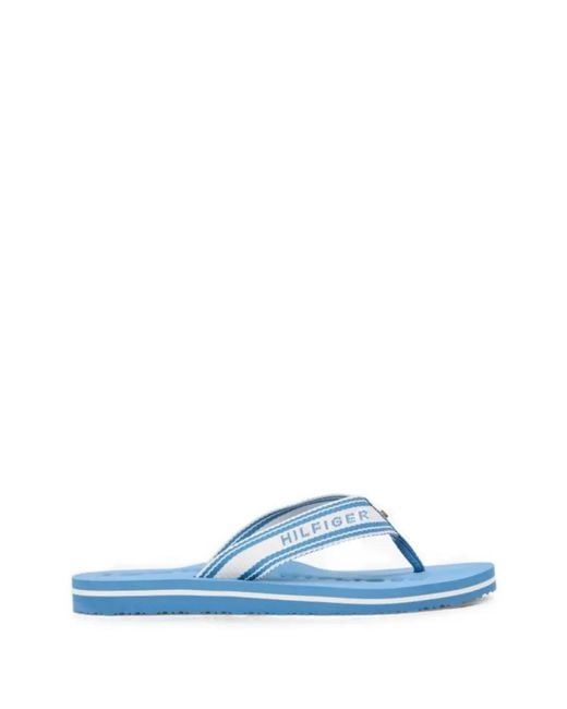 Tommy Hilfiger Blue Logo-Webbing Flip-Flops