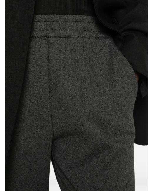 Pinko Gray Elasticated-Waistband Straight-Leg Trousers