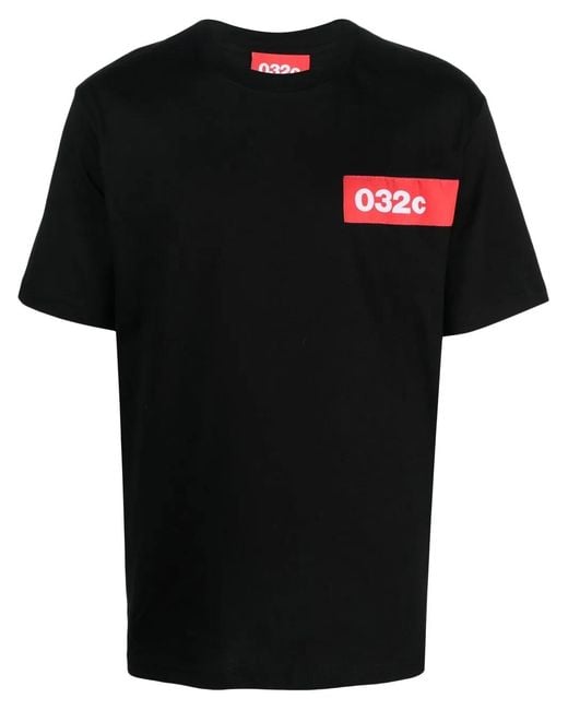 032c Black Logo-Patch Short-Sleeve T-Shirt for men